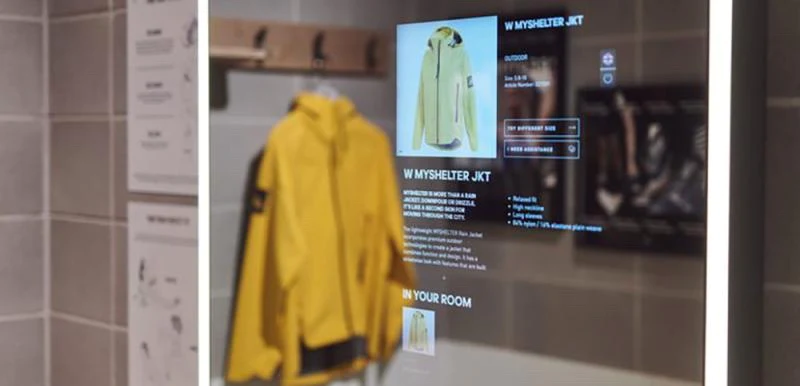 Digital jacket display by retailer